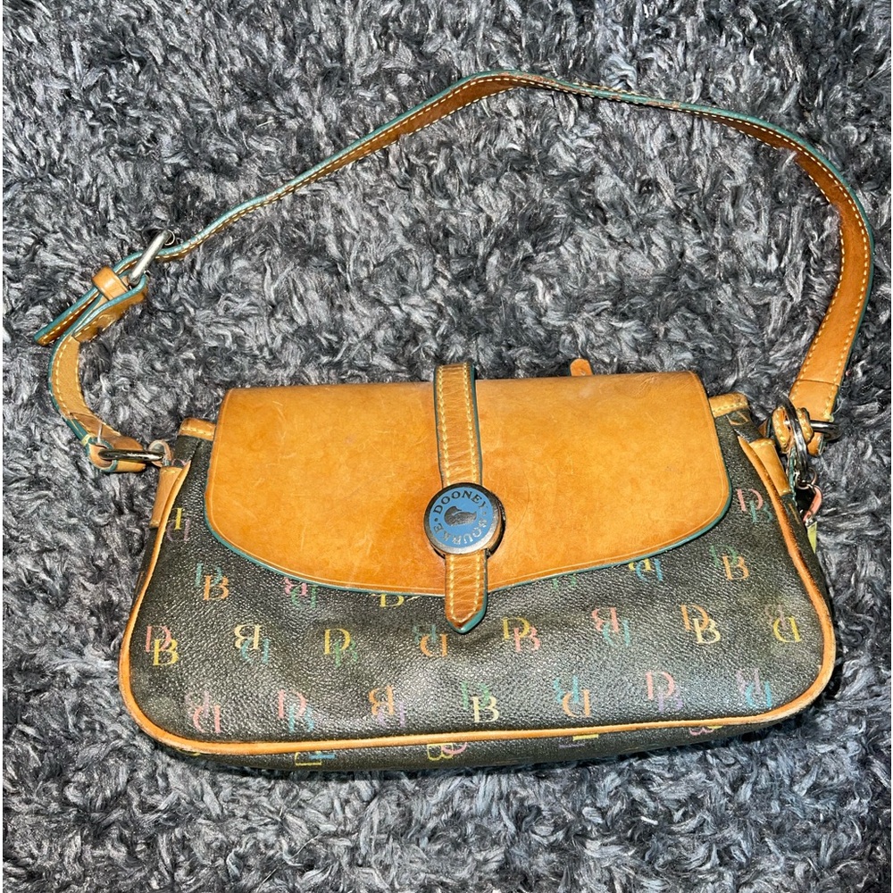 Dooney & Bourke Dark Grey Multicolor DB Signature Coated Canvas Small
